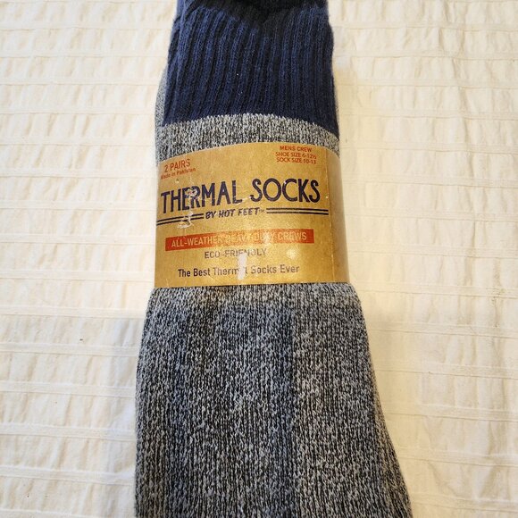 Hot Feet Thermal Socks, 2 pair, gray and blue - Picture 1 of 3